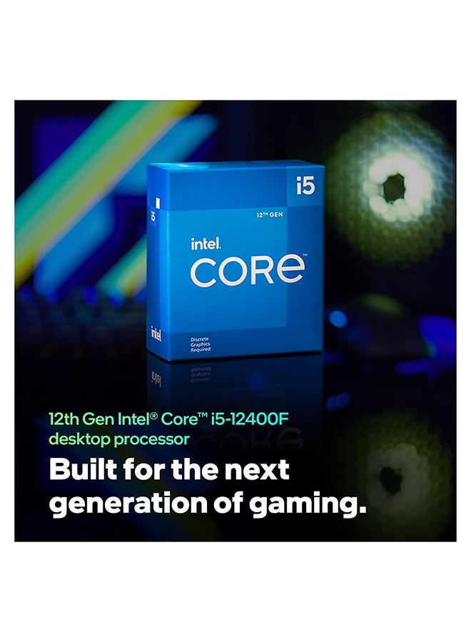 Intel Core i5-12400F 12th Gen Alder Lake Desktop Processor, 6 Total Cores, 12 Threads, 18 MB Cache, 2.5 GHz Base Frequency, LGA 1700 Socket, 65W Power, 128 GB Max Memory Size, Box Blue - Image 2